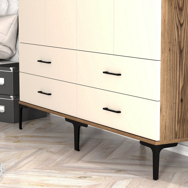 Kumsal Kleiderschrank 14 Walnuss/Creme