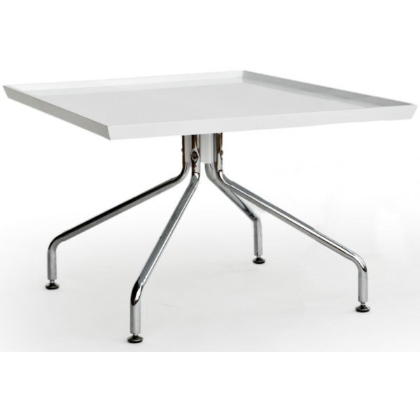 Tray Couchtisch 70x70 cm - Wei (Hochglanz) / Chrom