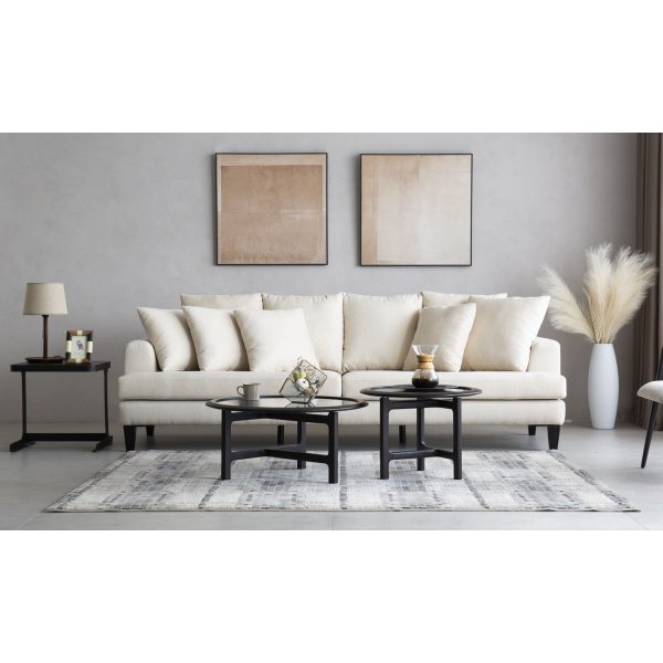 Beiges 4-Sitzer-Sofa mit losen Kissen - Remy