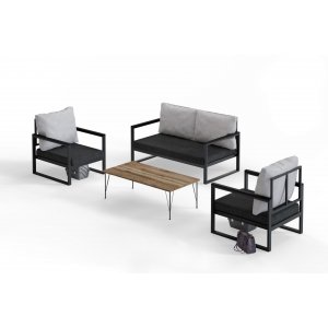 Lounge-Set Montreal - Anthrazit + Mbelpflegeset fr Textilien