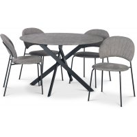 Hogrän Essgruppe Ø120 cm Tisch in Betonoptik + 4 graue Hogrän Stühle Hogrän Essgruppe Ø120 cm Tisch in Betonoptik + 4 graue Hogrän Stühle