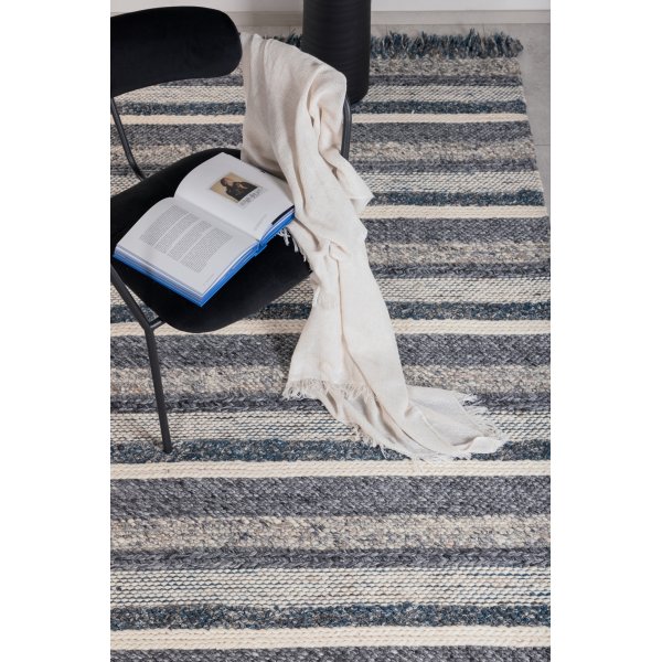 Wollteppich Teg - Marineblau/Grau Wollteppich Teg - Marineblau/Grau