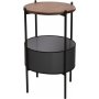 Pergo Beistelltisch mit Korb 40 cm - Schwarz/Walnuss