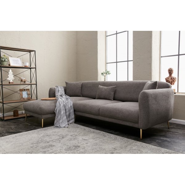 Simena Diwansofa links - Grau/Gold