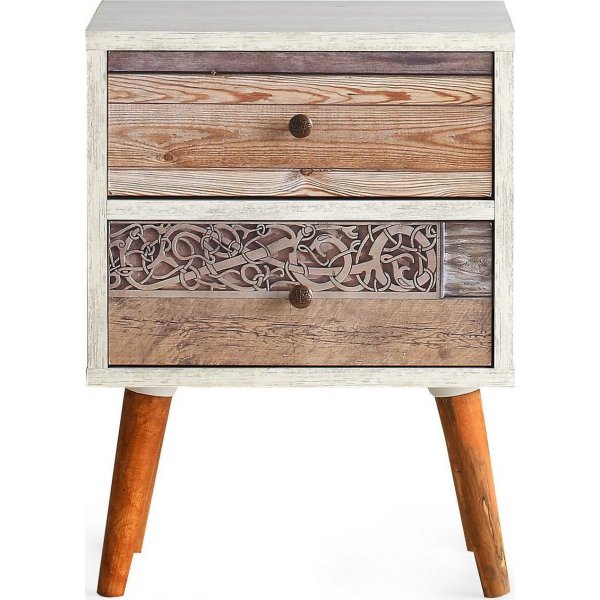 Malm Nachttisch - Wei/Walnuss