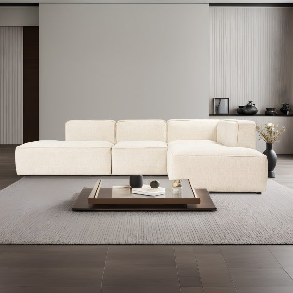 Mehr Ecksofa mit offenen Enden rechts - Creme