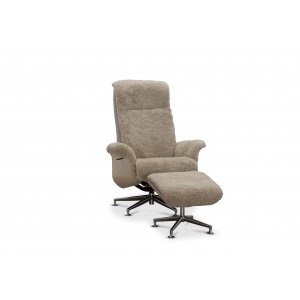 Relaxsessel mit Fußhocker aus echtem Schaffell beige/whitewash - Ulla Relaxsessel mit Fußhocker aus echtem Schaffell beige/whitewash - Ulla
