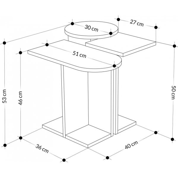 Mund Tisch 51 x 13 cm - Weiß/Eiche/Türkis Mund Tisch 51 x 13 cm - Weiß/Eiche/Türkis