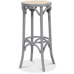 Bugholz Barhocker No 73 Classic- Grau / Rattan