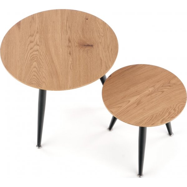 Runder Couchtisch 40/59 cm - Eiche/schwarz