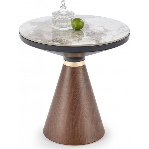 Genesis Couchtisch Ø50 cm - Weißer Marmor/Walnuss Genesis Couchtisch Ø50 cm - Weißer Marmor/Walnuss