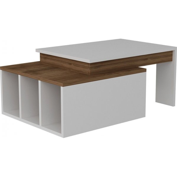 Kolarado Couchtisch 90 x 60 cm - Wei/Walnuss