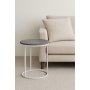 Accent runder Beistelltisch D50 cm - weier Marmor / weies Untergestell