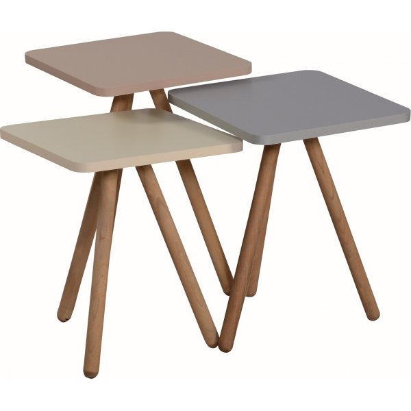 Dreifach gedeckter Tisch 34 x 34 cm - Cappuccino/Grau/Creme