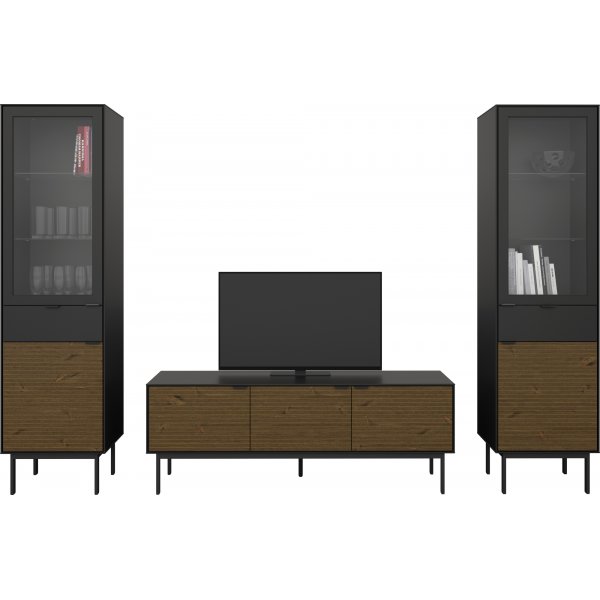 Vitrine Soma mit Glastr - Schwarz/Espresso