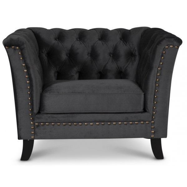 Chesterfield Liverpool Sessel - Anthrazitgrauer Samt