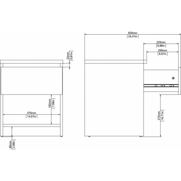 Naia Nachttisch 1 - Beton/wei
