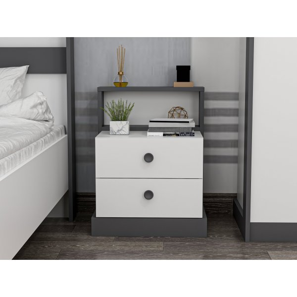 Life Nachttisch - Anthrazit/Weiß Life Nachttisch - Anthrazit/Weiß