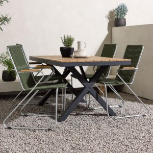 Garcia Outdoor-Essgruppe mit 4 Bois-Sthlen - Grn/Natur