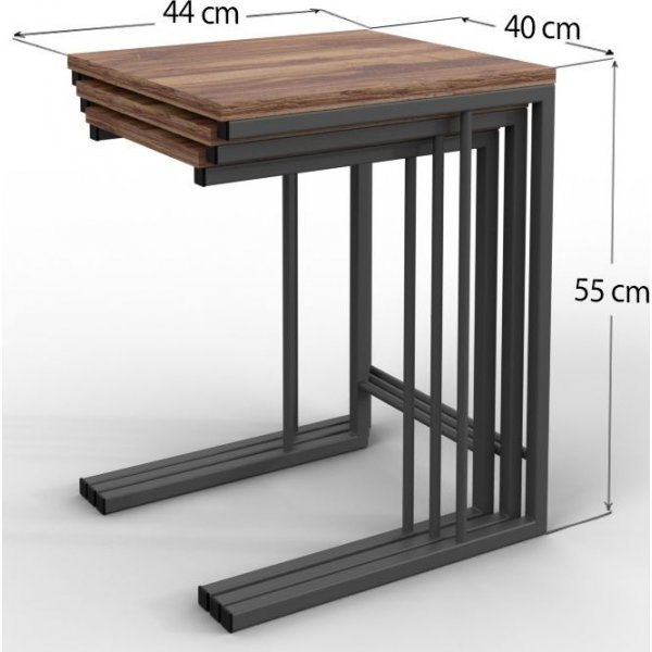 Giga-Tisch 40/42/44x29,5/35/40 cm - Schwarz