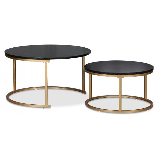 Solano Beistelltisch 80/60 cm - Schwarz gebeizte Esche / Messing