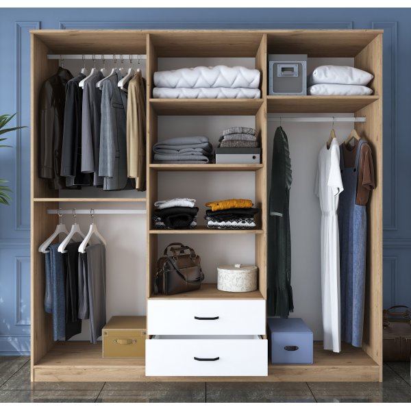 Baden Kleiderschrank 11 - Nussbaum/weiß Baden Kleiderschrank 11 - Nussbaum/weiß