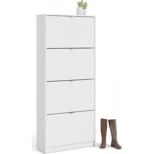 Schuhe tiefer Schuhschrank mit 4 Fächern - Weiß Schuhe tiefer Schuhschrank mit 4 Fächern - Weiß