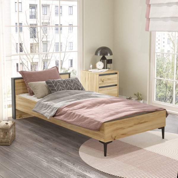 Aristo Bettgestell 90x190 cm - Filz/Anthrazit