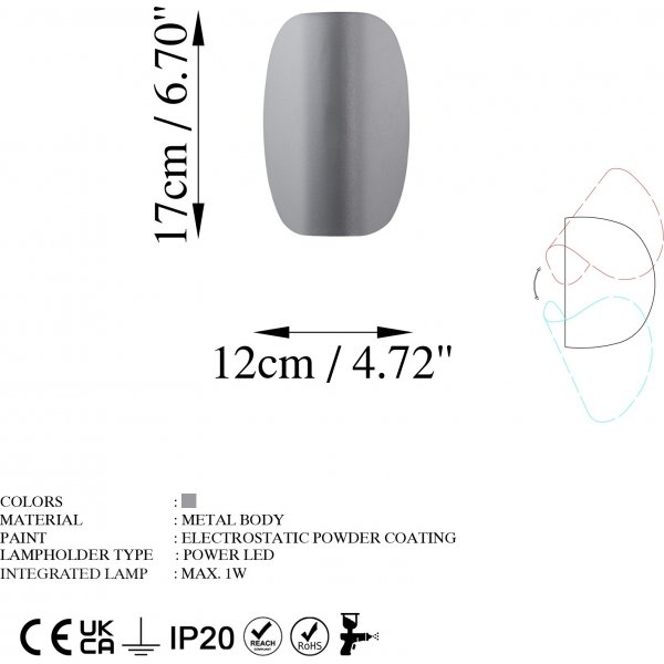 Potisto Wandleuchte - Grau Potisto Wandleuchte - Grau