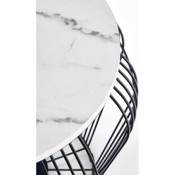 Grande Couchtisch Ø56 cm - Weißer Marmor/Schwarz Grande Couchtisch Ø56 cm - Weißer Marmor/Schwarz