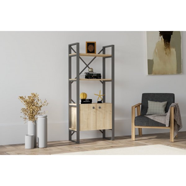 Bcherregal Milena - Eiche Saphir/schwarz