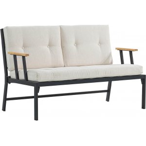 Lotus 2-Sitzer Outdoor-Sofa - Schwarz/Beige + Möbelpflegeset für Textilien Lotus 2-Sitzer Outdoor-Sofa - Schwarz/Beige + Möbelpflegeset für Textilien