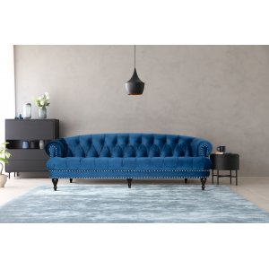 Oxford Deluxe 3-Sitzer-Sofa aus blauem Samt