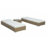 Sonnenliegen 2 Stck mit Tisch - Naturrattan