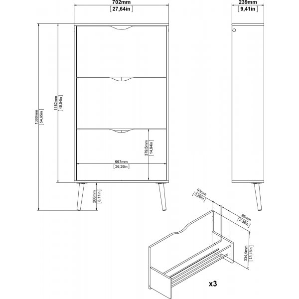 Schuhschrank Oslo - Weiß/Eiche Schuhschrank Oslo - Weiß/Eiche