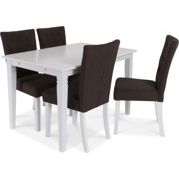 Sandhamn Esstischgruppe 120 cm Tisch mit 4 Crocket Sthlen in braunem Stoff