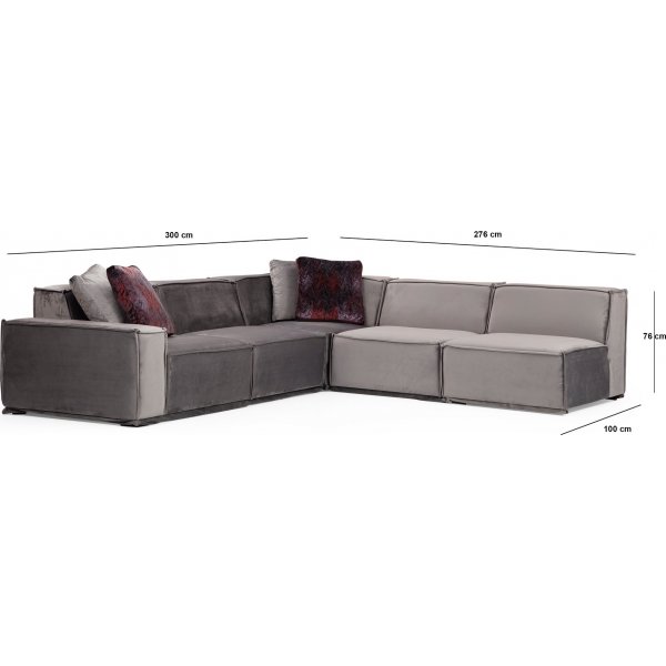 Lego Ecksofa 276 cm rechts - Grau