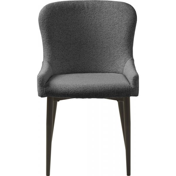 Boss Esszimmerstuhl aus dunkelgrauem Bouclè-Stoff Boss Esszimmerstuhl aus dunkelgrauem Bouclè-Stoff