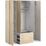 Space-Kleiderschrank mit 4 Tren und 3 Schubladen - Eiche