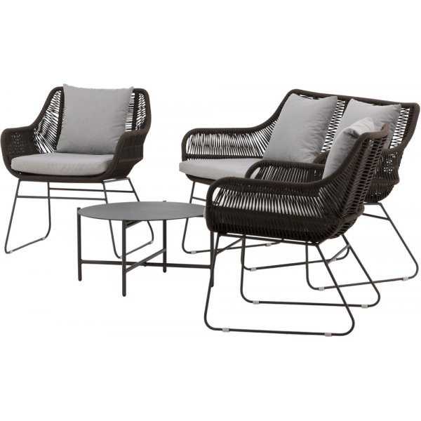 Sofagruppe Davao - Dunkelgrau/Braun