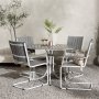 Essgruppe fr den Auenbereich mit Tisch und 4 Sthlen - Wei/Grau
