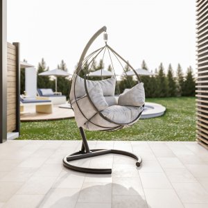 Mavera Hängesessel - Weiß/Anthrazit + Möbelpflegeset für Textilien Mavera Hängesessel - Weiß/Anthrazit + Möbelpflegeset für Textilien