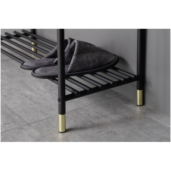 Basse Schuhregal - Schwarz/Messing