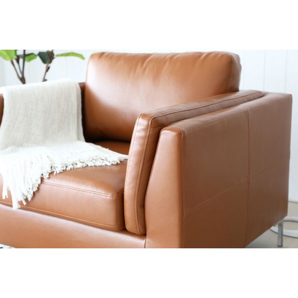 Sessel cognacfarbenes Kunstleder - Cansas + Fleckentferner fr Mbel