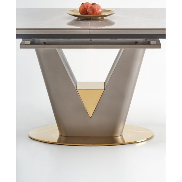 Valentino Esstisch 160-220 x 90 cm - Grauer Marmor/Hellgrau/Gold Valentino Esstisch 160-220 x 90 cm - Grauer Marmor/Hellgrau/Gold