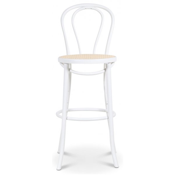 Biegeholz Barhocker No 18 - wei / Rattan