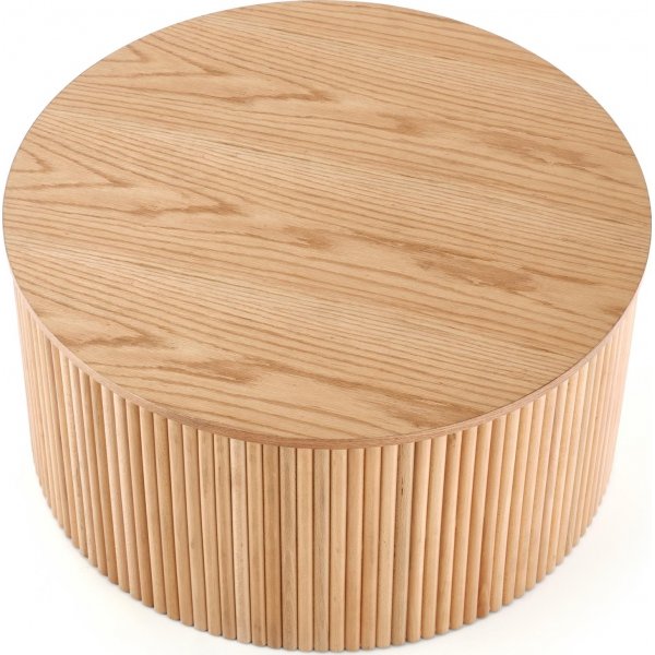 Runder Couchtisch Celie mit Holzlatten 80 cm