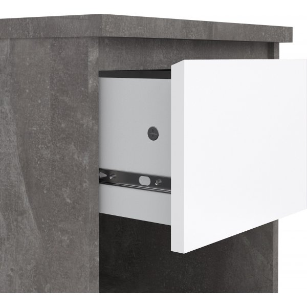 Naia Nachttisch 1 - Beton/wei