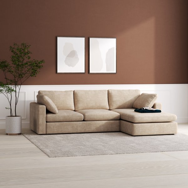 Moby dunkelbeige Diwansofa 296 cm - Wendbares Diwansofa mit Taschenfedern