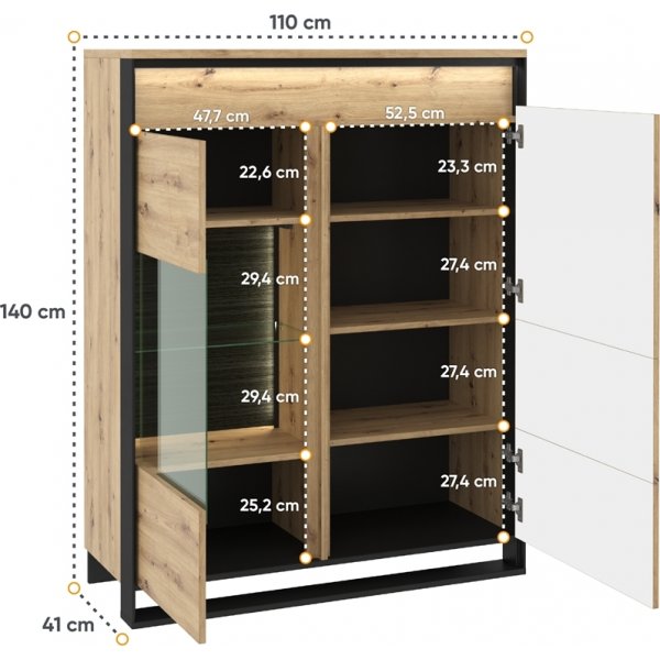 Quant Schrank mit Glastür - Artisan Eiche/Schwarz Quant Schrank mit Glastür - Artisan Eiche/Schwarz